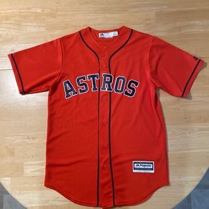 Houston Astros Majestic Size S Jose Altuve 27 Orange Button Up Baseball Jersey